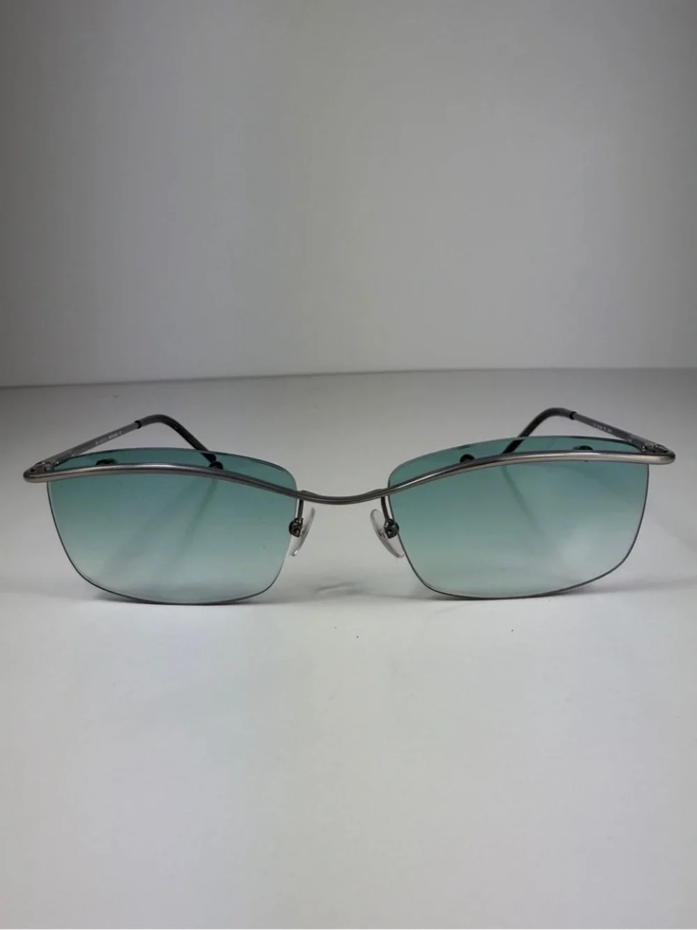 Gucci DeadStock Tom Ford Y2K Rimless Sunglasses GG 1654 T5T Teal Brow Bar Set